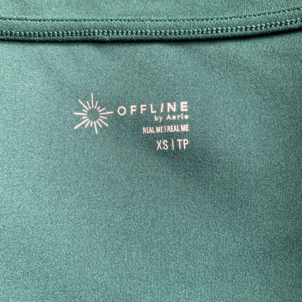 Offline by Aerie Real Me green scoop neck size XS long sleeve cropped shirt - Picture 3 of 4